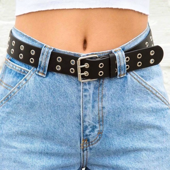 Brandy Melville Accessories - NEW Brandy Melville Black Studded Grommet Ring Y2K 90’s Style Double Row Belt OS